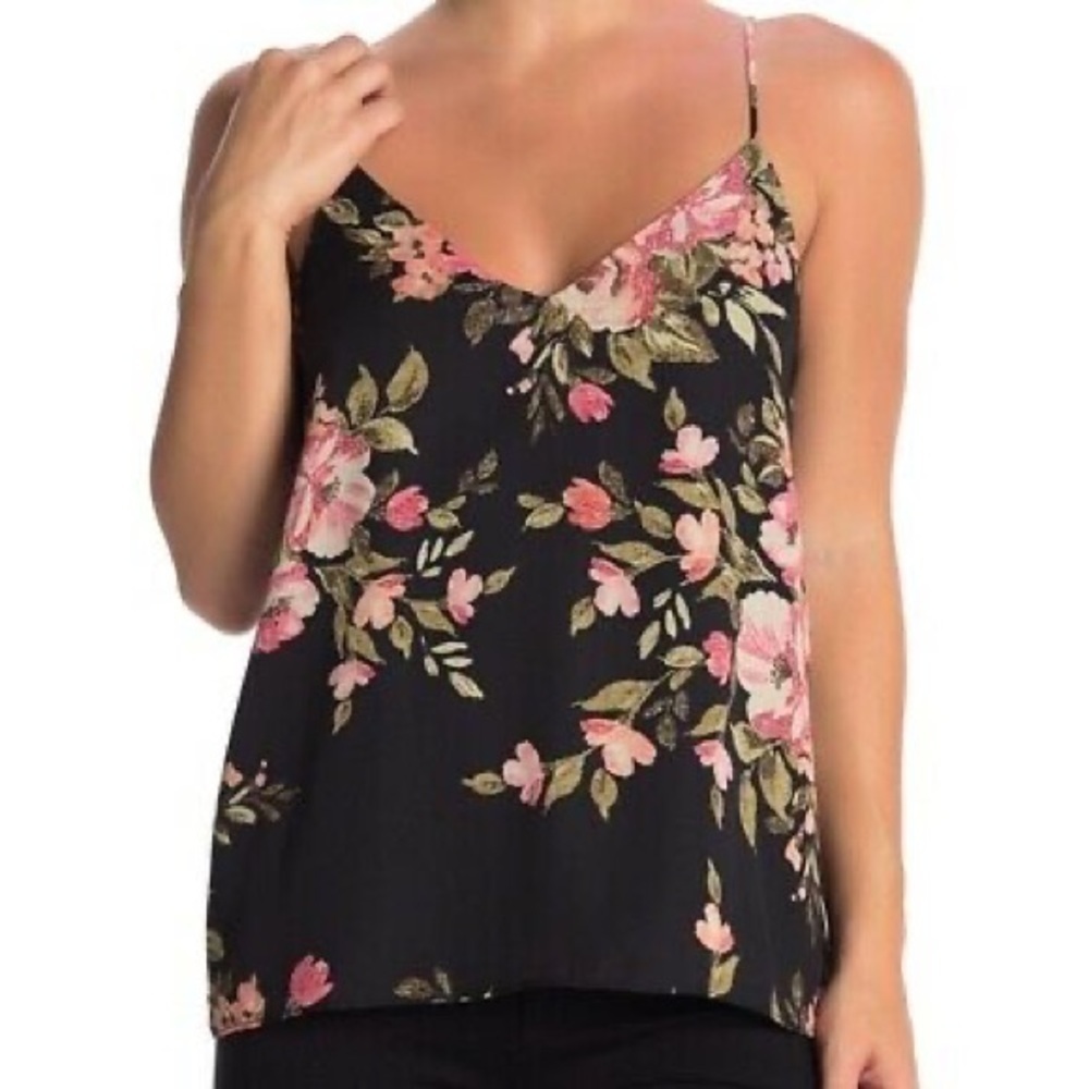 SOCIALITE Women’s Sleeveless V-neck Black Floral Atlas V neck Top Size XS
